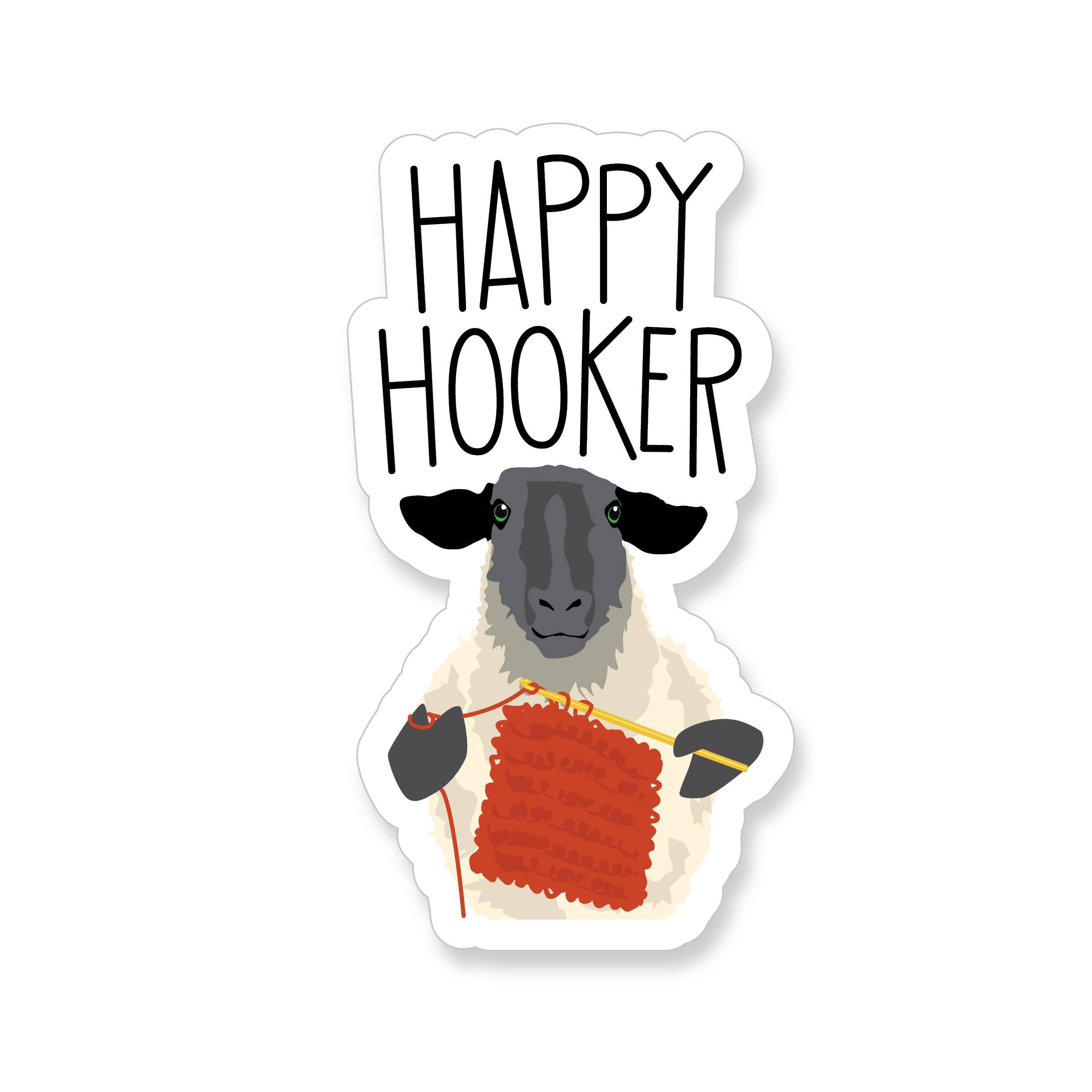 Sticker - Happy Hooker Crocheting Sheep