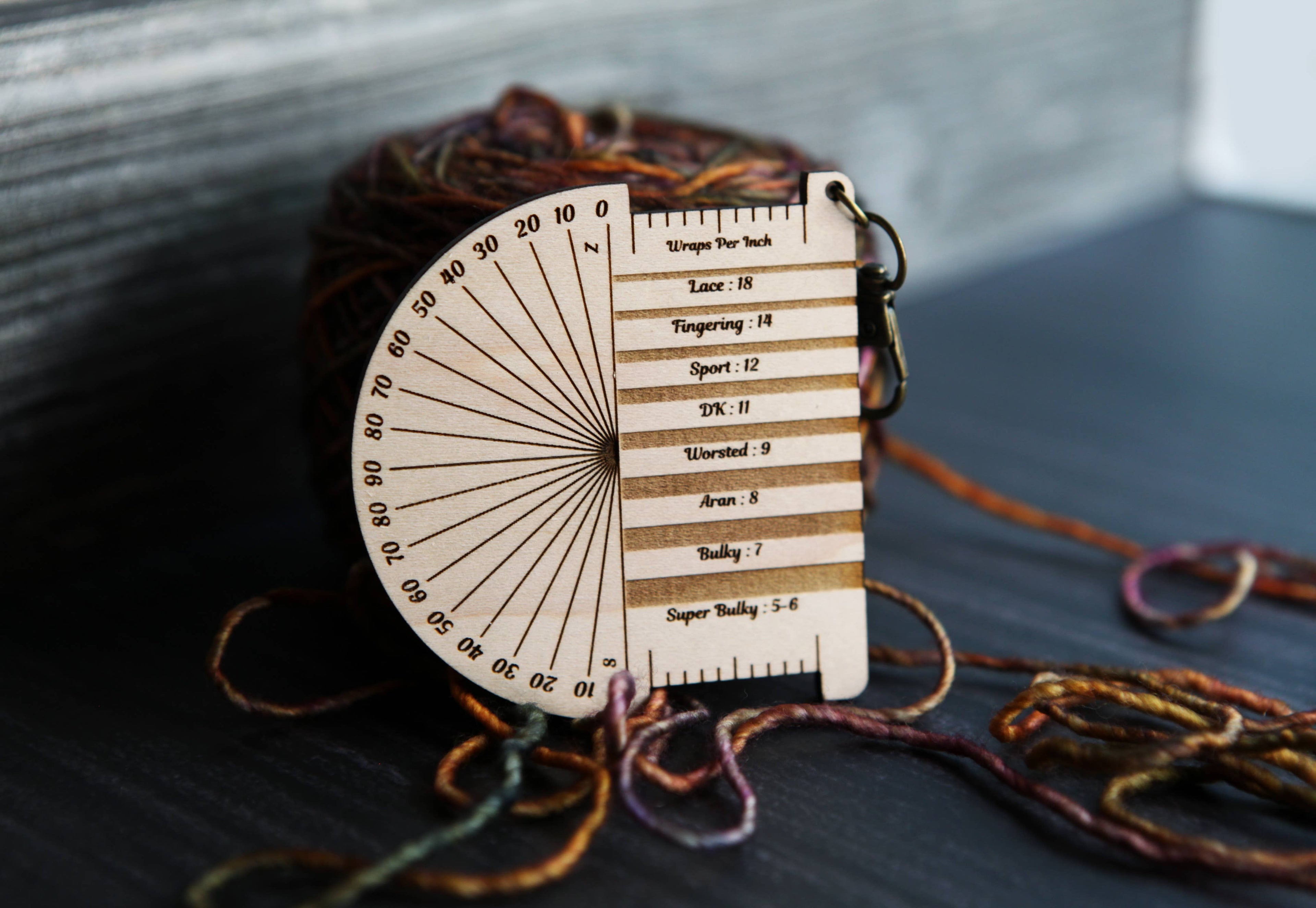 Yarn Wraps Per Inch (WPI) Ruler and Twist Angle Gauge