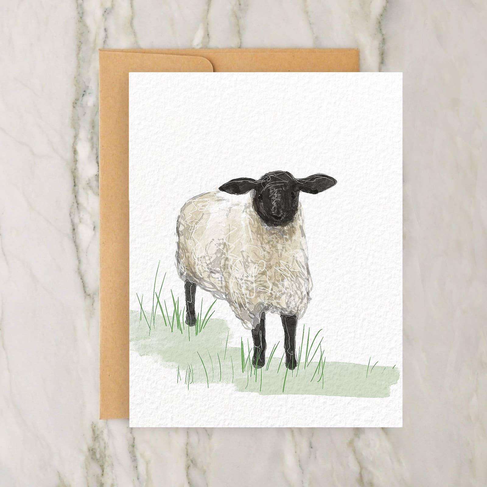 Greeting Card - Cute Black and White Sheep