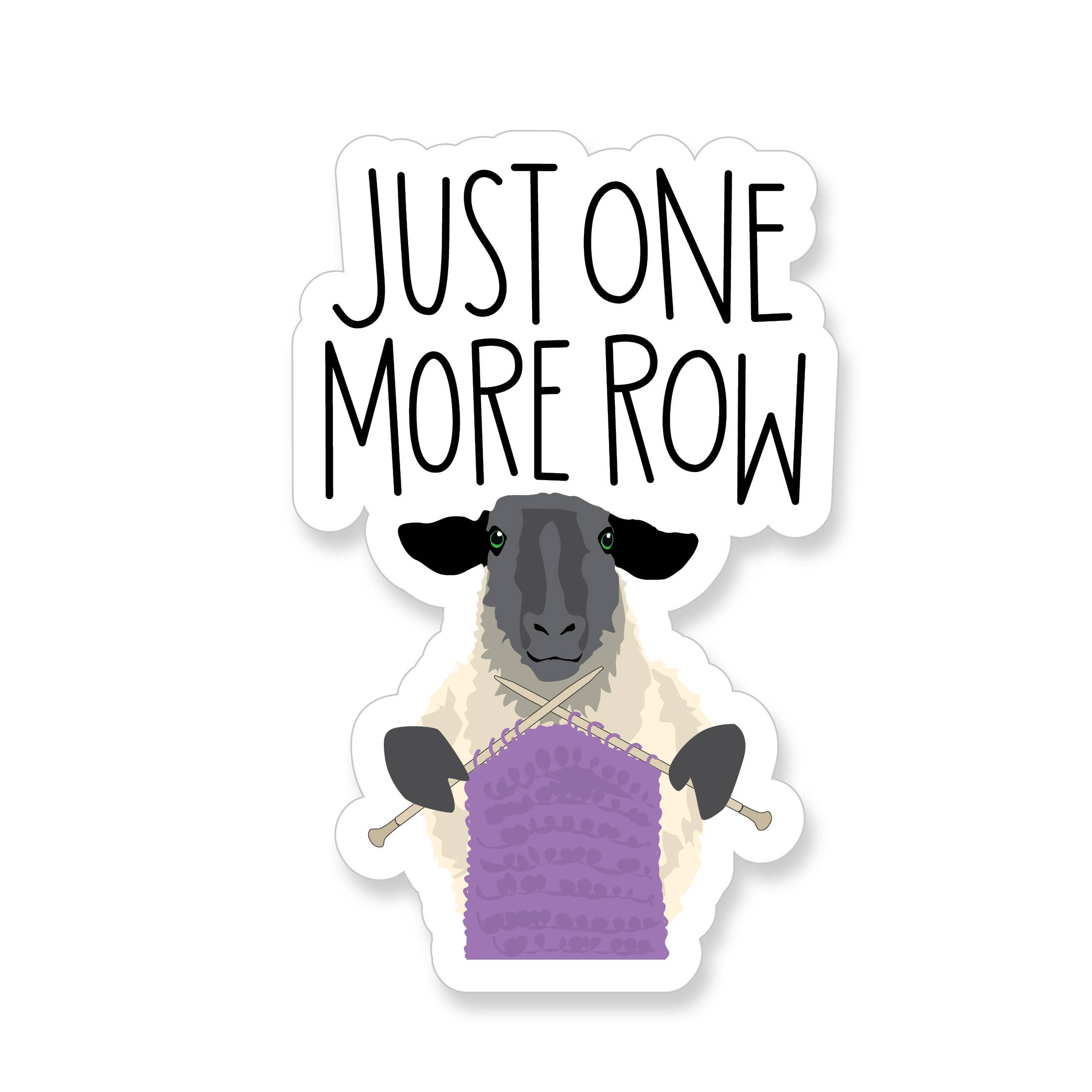 Sticker - Just One More Row Knitting Sheep