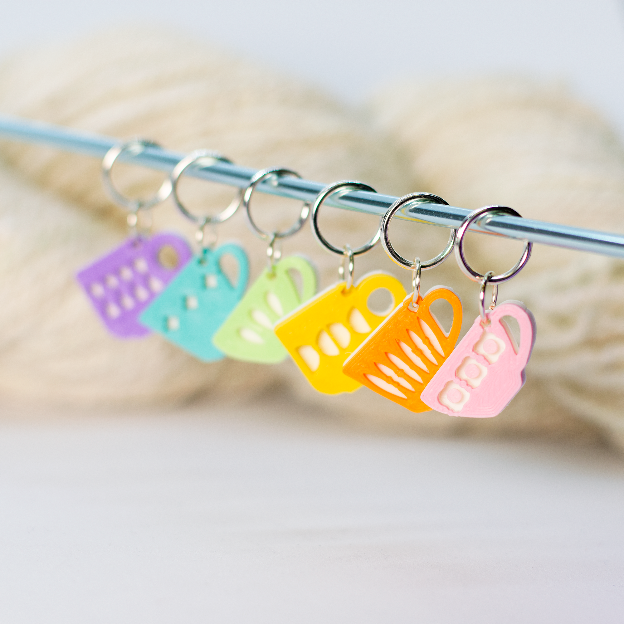 Stitch Markers - Midcentury Tea Cups