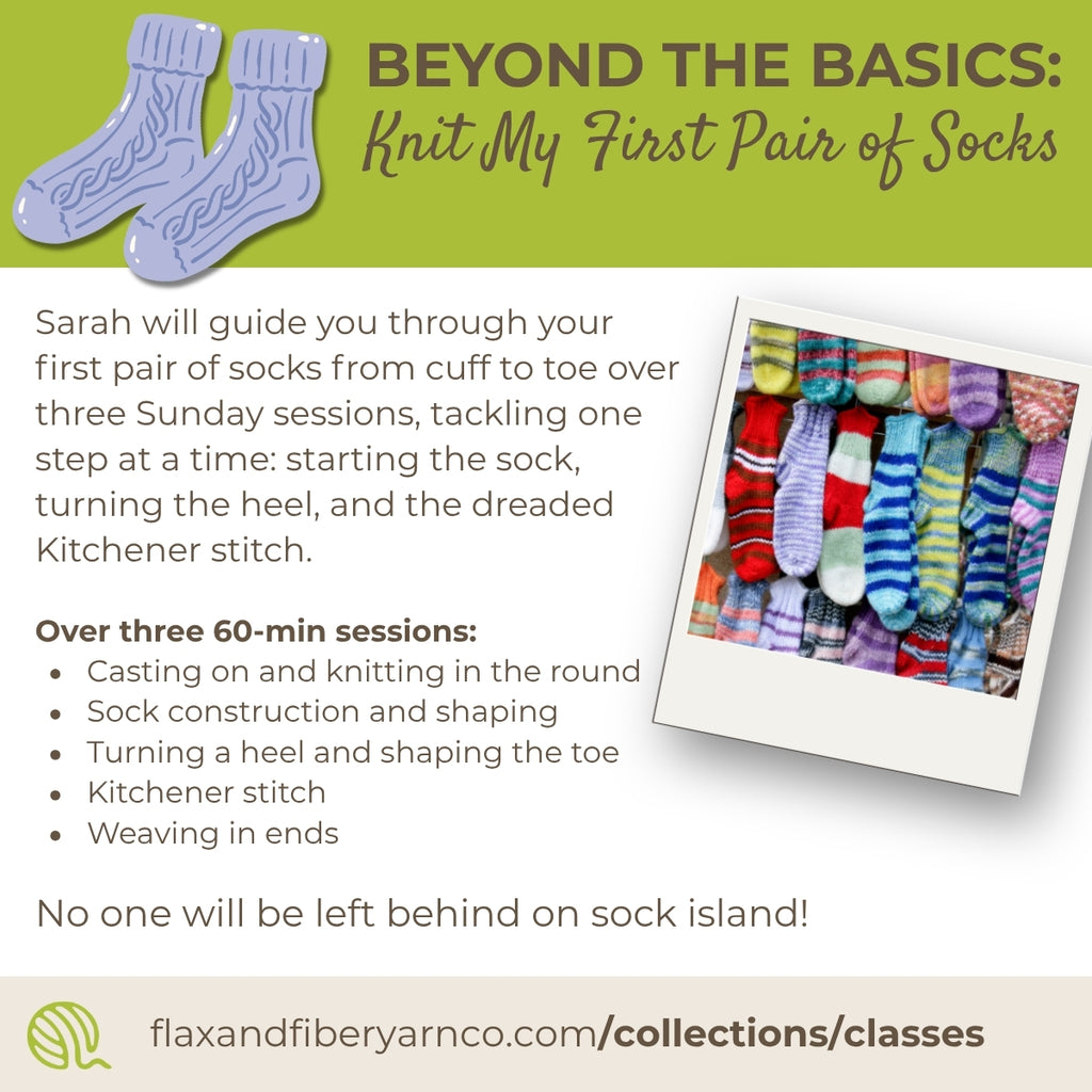 Class: Knit My First Pair of Socks - 3 Sessions on Sundays 10am-12pm (Oct 4, Oct 11, and Oct 25)