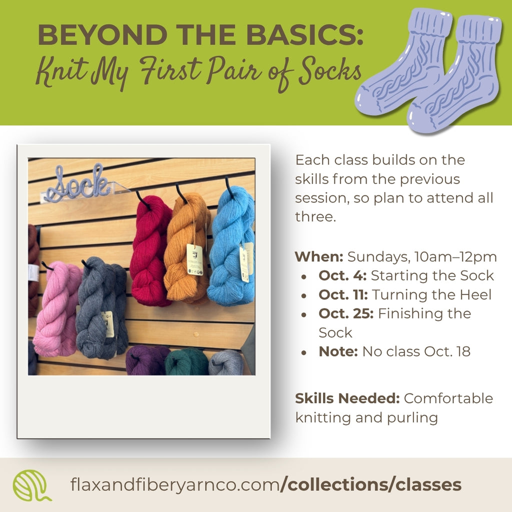 Class: Knit My First Pair of Socks - 3 Sessions on Sundays 10am-12pm (Oct 4, Oct 11, and Oct 25)