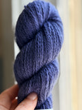 Blue yarn in natural light