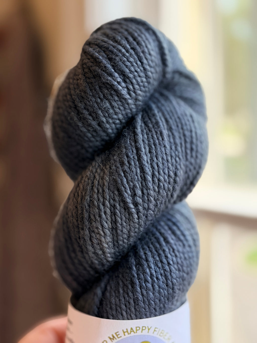 Blue yarn in natural light