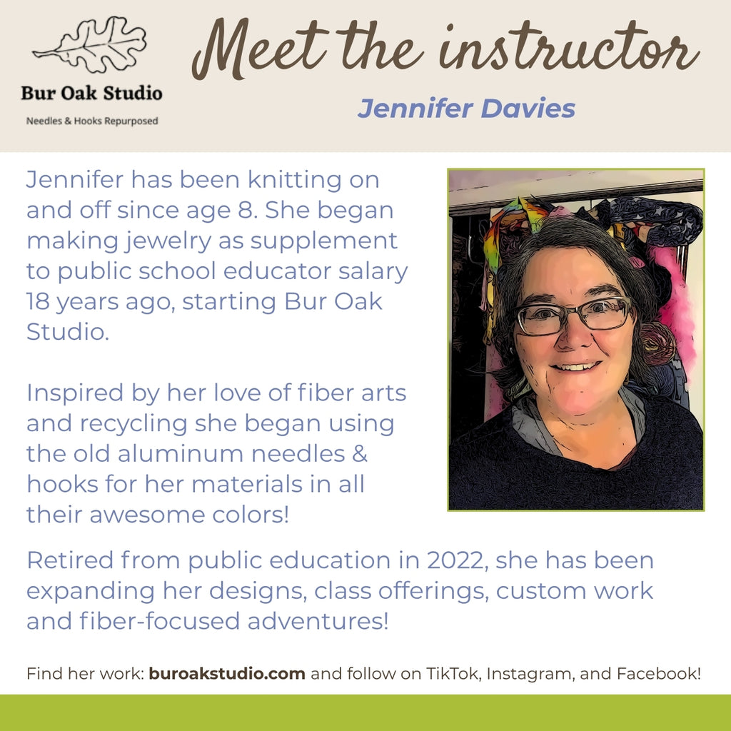 Class: Upcycle Knitting Needle Jewelry with Bur Oak Studio (July 28 6-8pm)