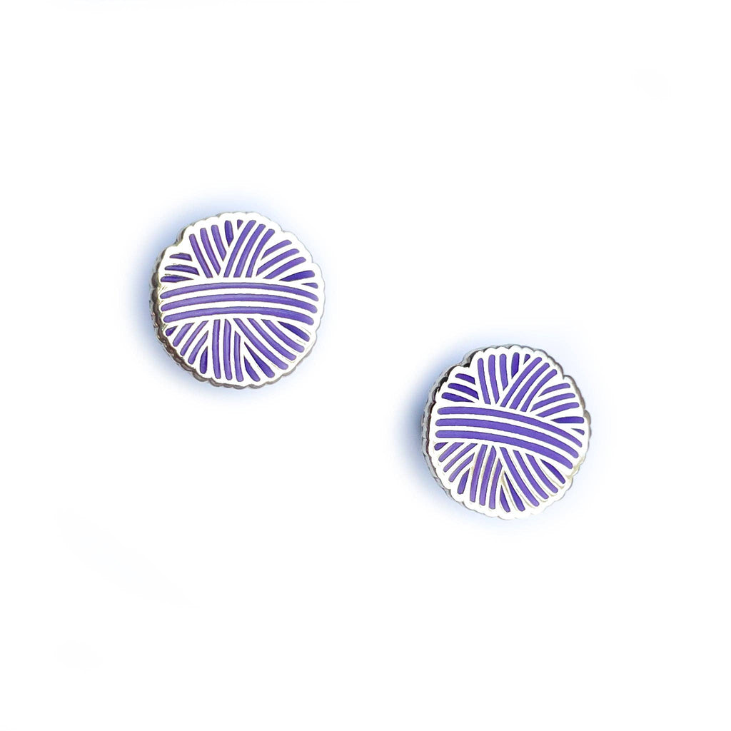 Earrings - Purple Yarn Ball