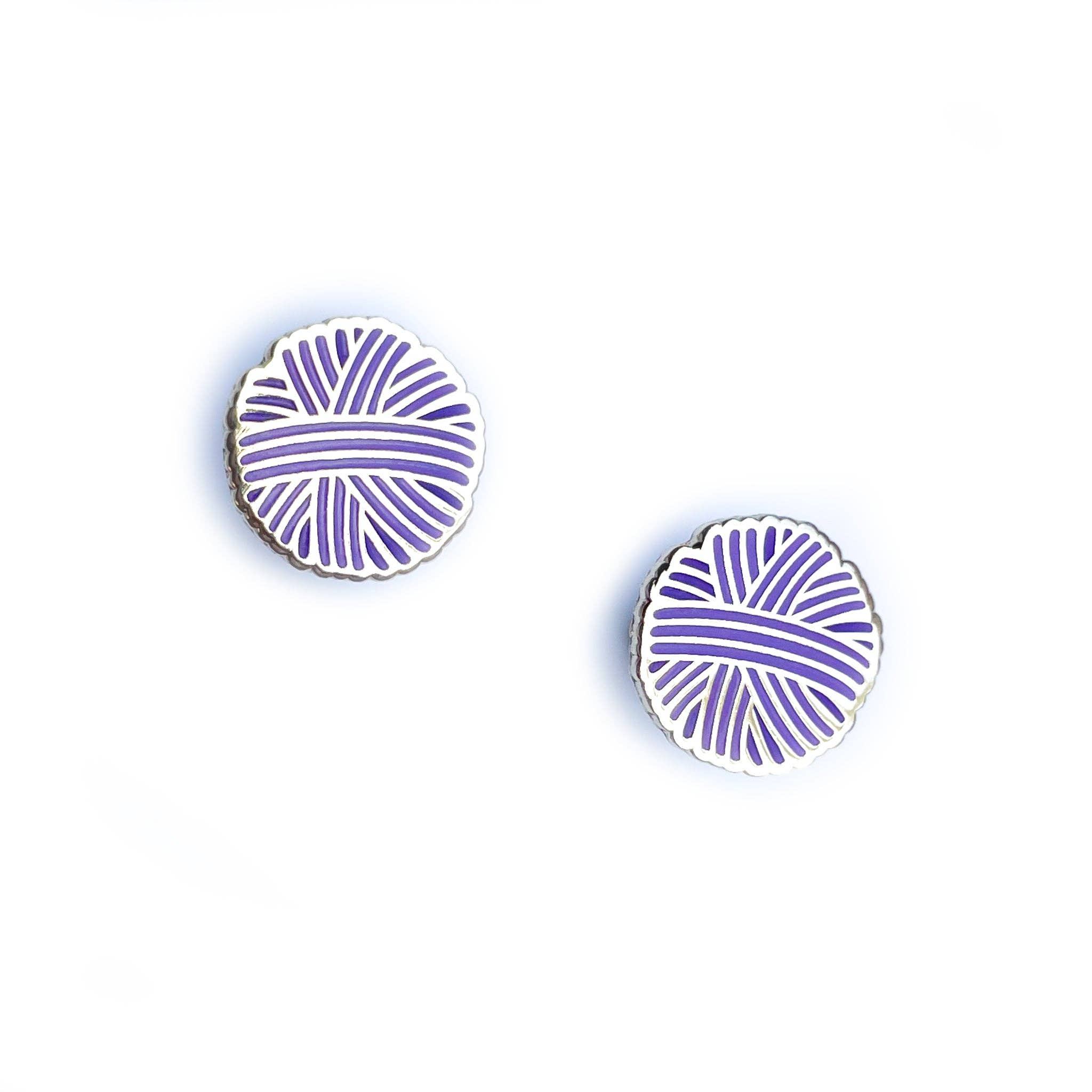 Earrings - Purple Yarn Ball