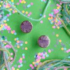 Earrings - Purple Yarn Ball