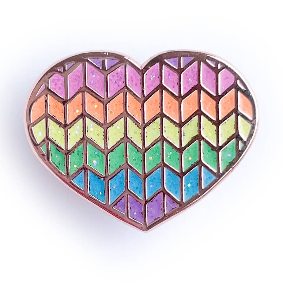 Pin - Rainbow Knit Heart