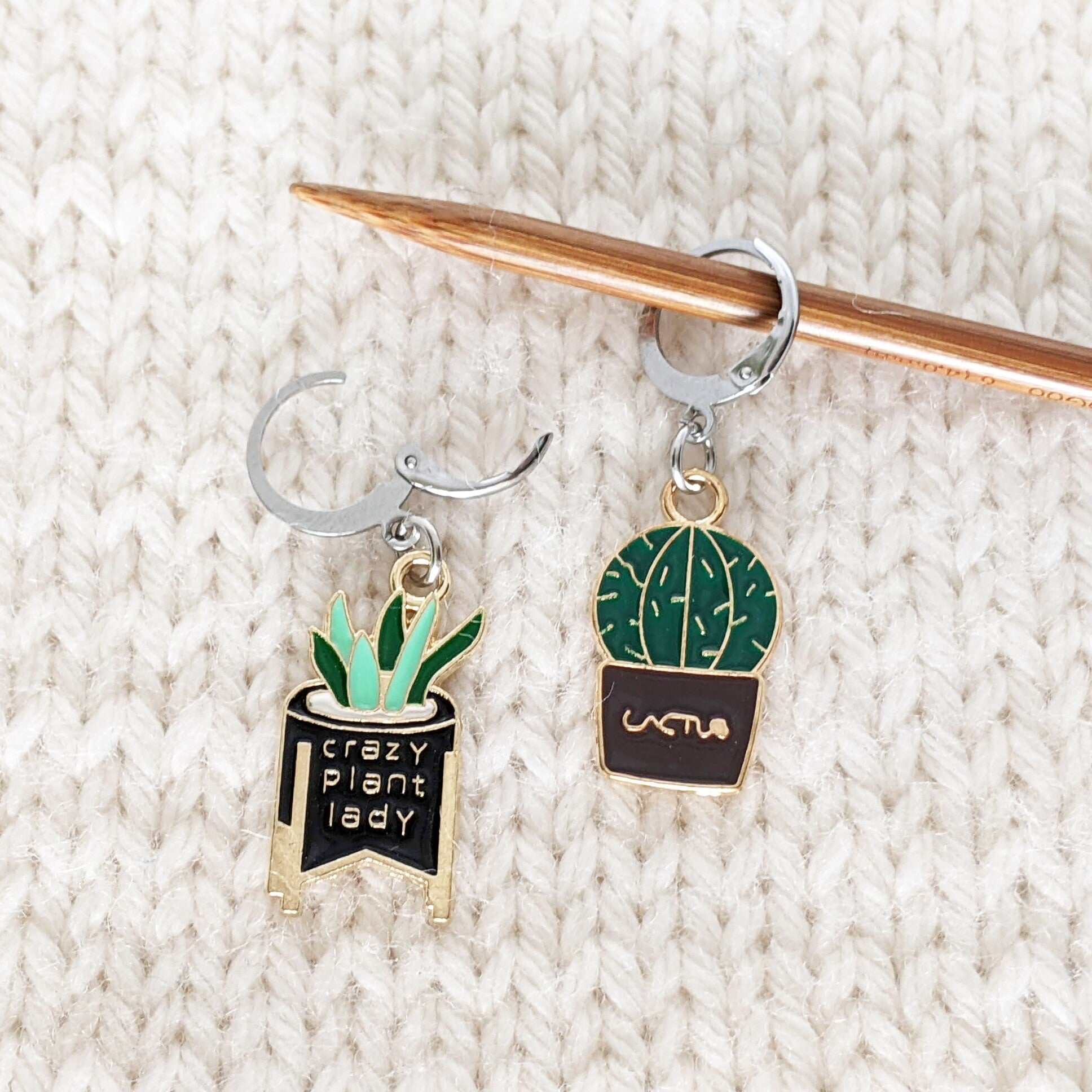 Pretty Warm Designs - Cactus Lover Crochet Stitch Marker Duo