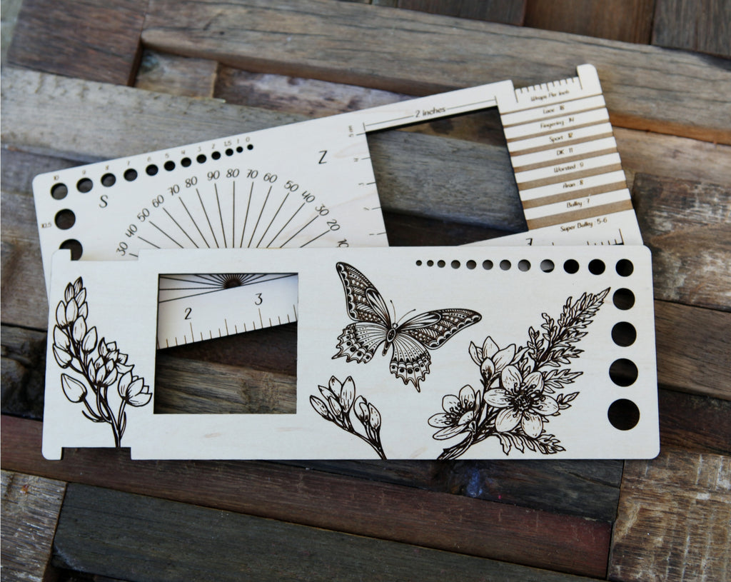 2" Gauge Swatch Ruler, Needle, Twist, Yarn Gauge