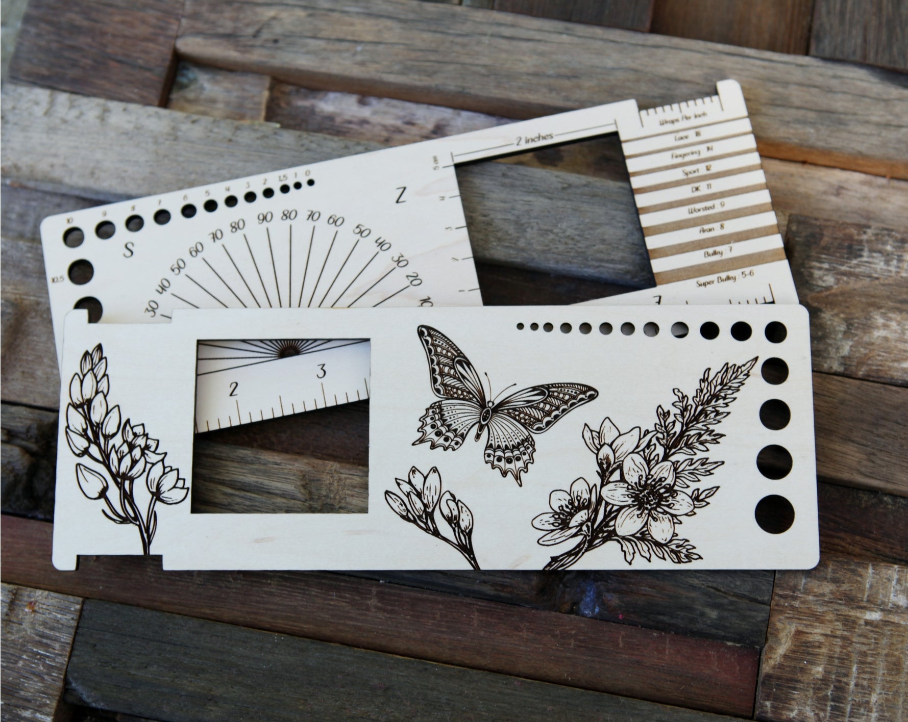 2" Gauge Swatch Ruler, Needle, Twist, Yarn Gauge