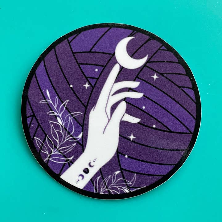 Sticker - Hand and Moon Yarn Ball