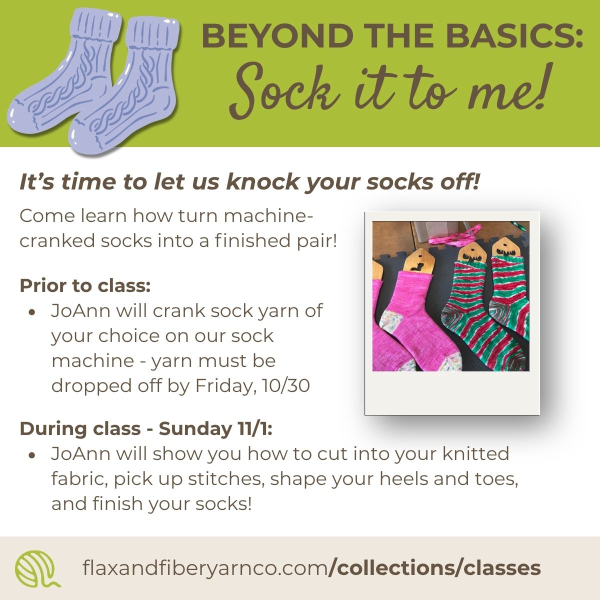 Class: Sock Machine Magic – From Tube to Finished Socks (Sunday, Nov 1; 12-2pm)
