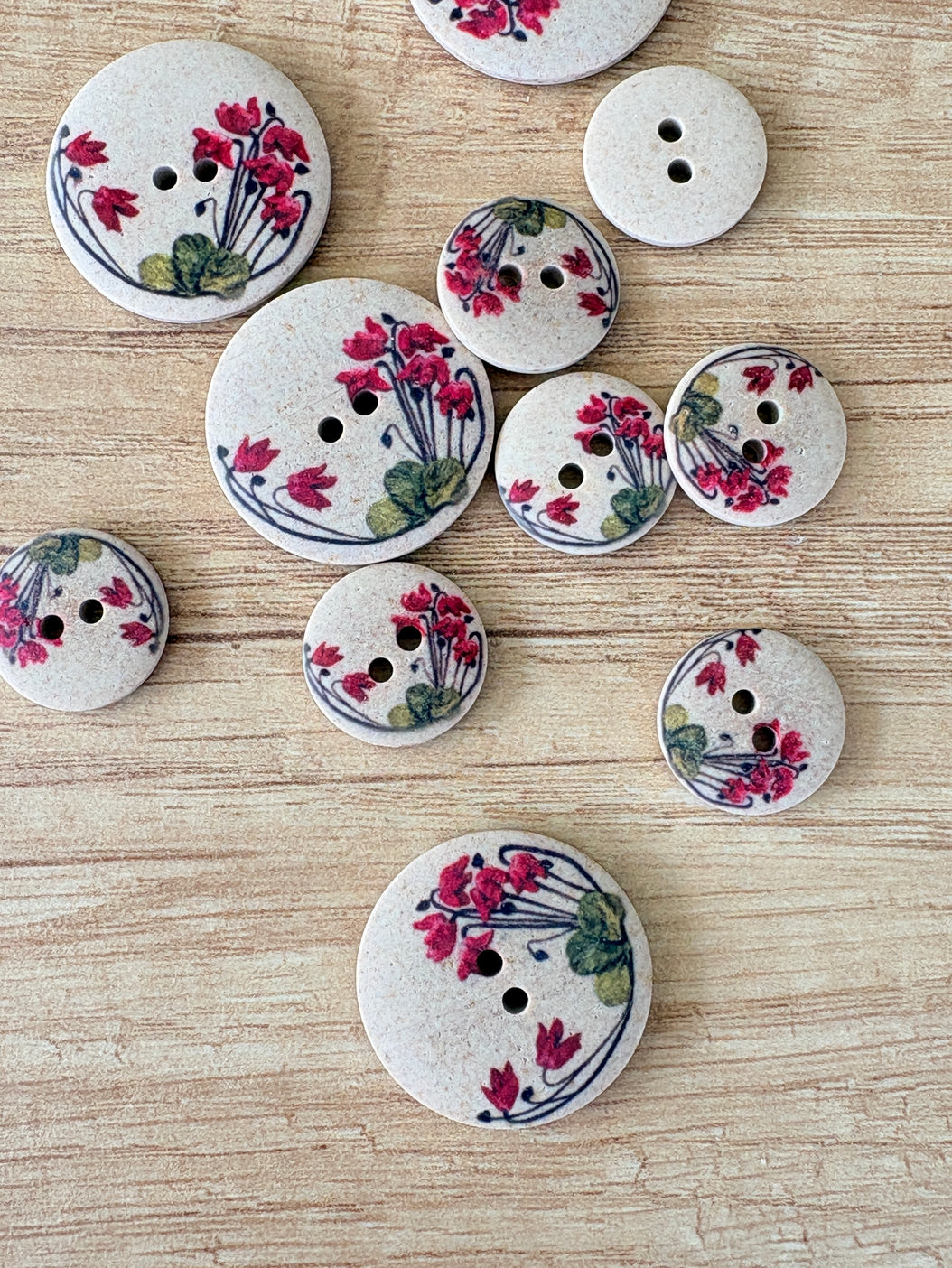 Button Company - Pinkbell Flowers Printed Button