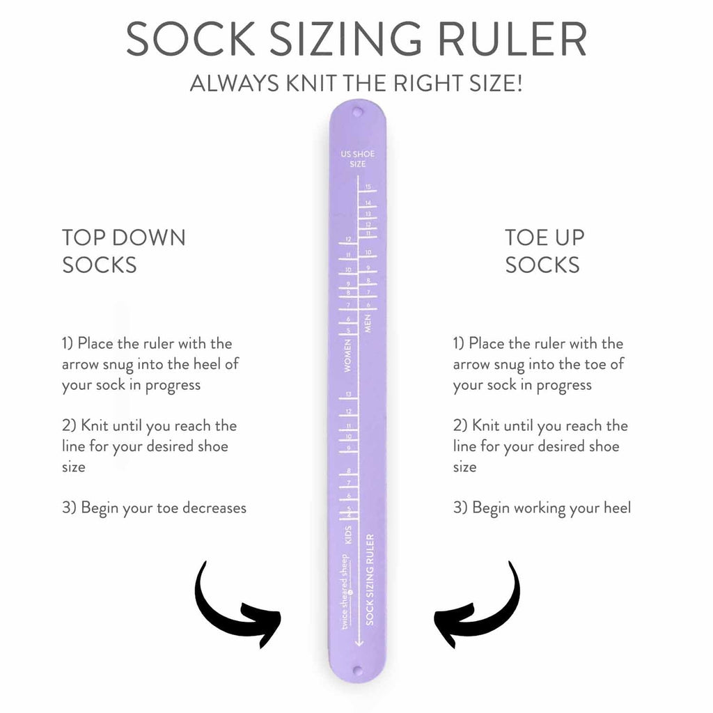 Twice Sheared Sheep Sock Sizing Ruler