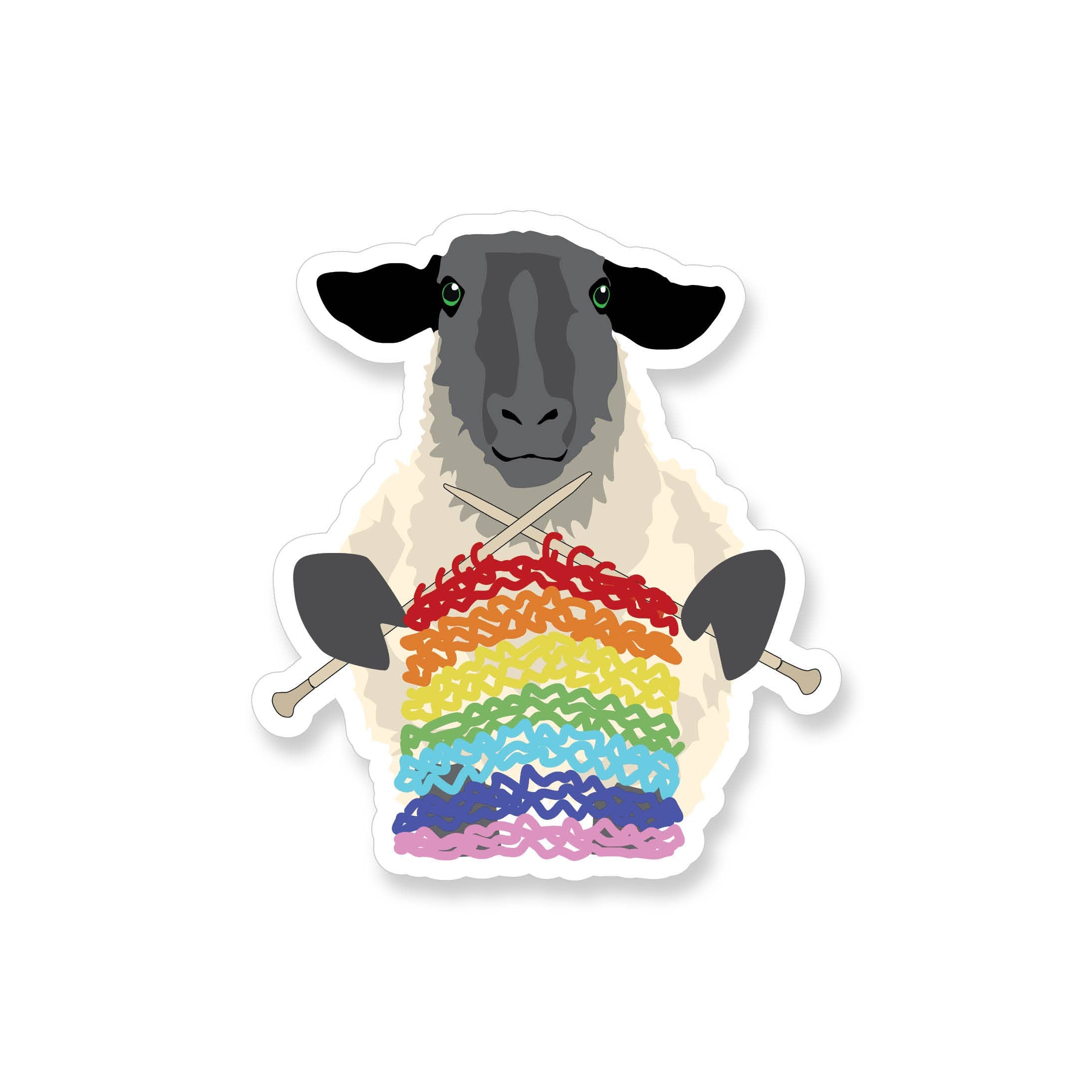 Sticker - Sheep Knitting Rainbow