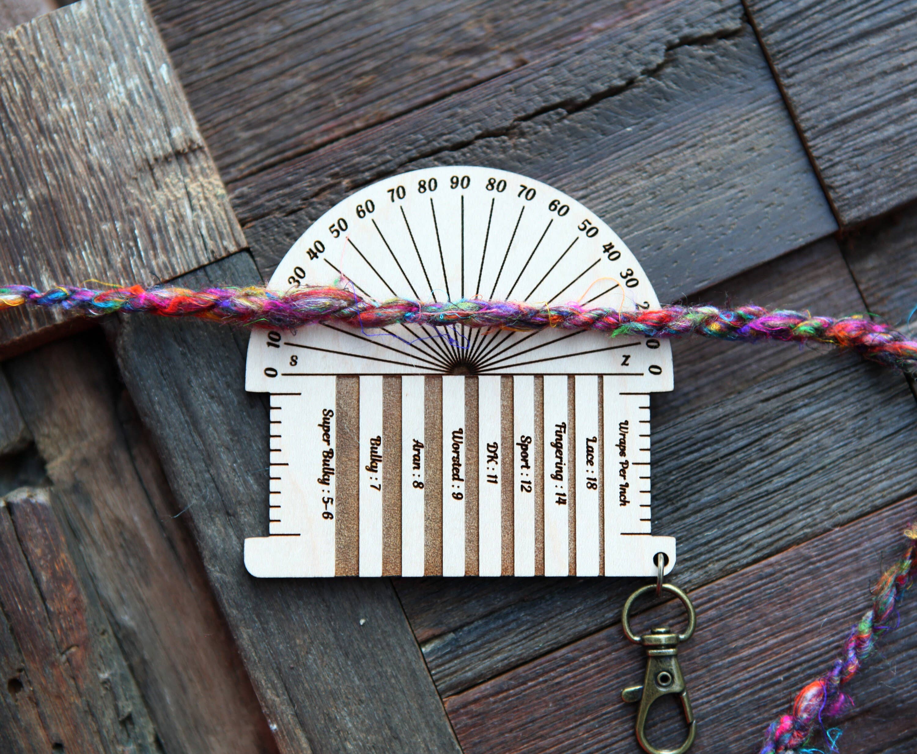 Yarn Wraps Per Inch (WPI) Ruler and Twist Angle Gauge