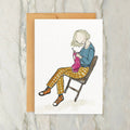 Greeting Card - Blonde Person Knitting Sweater