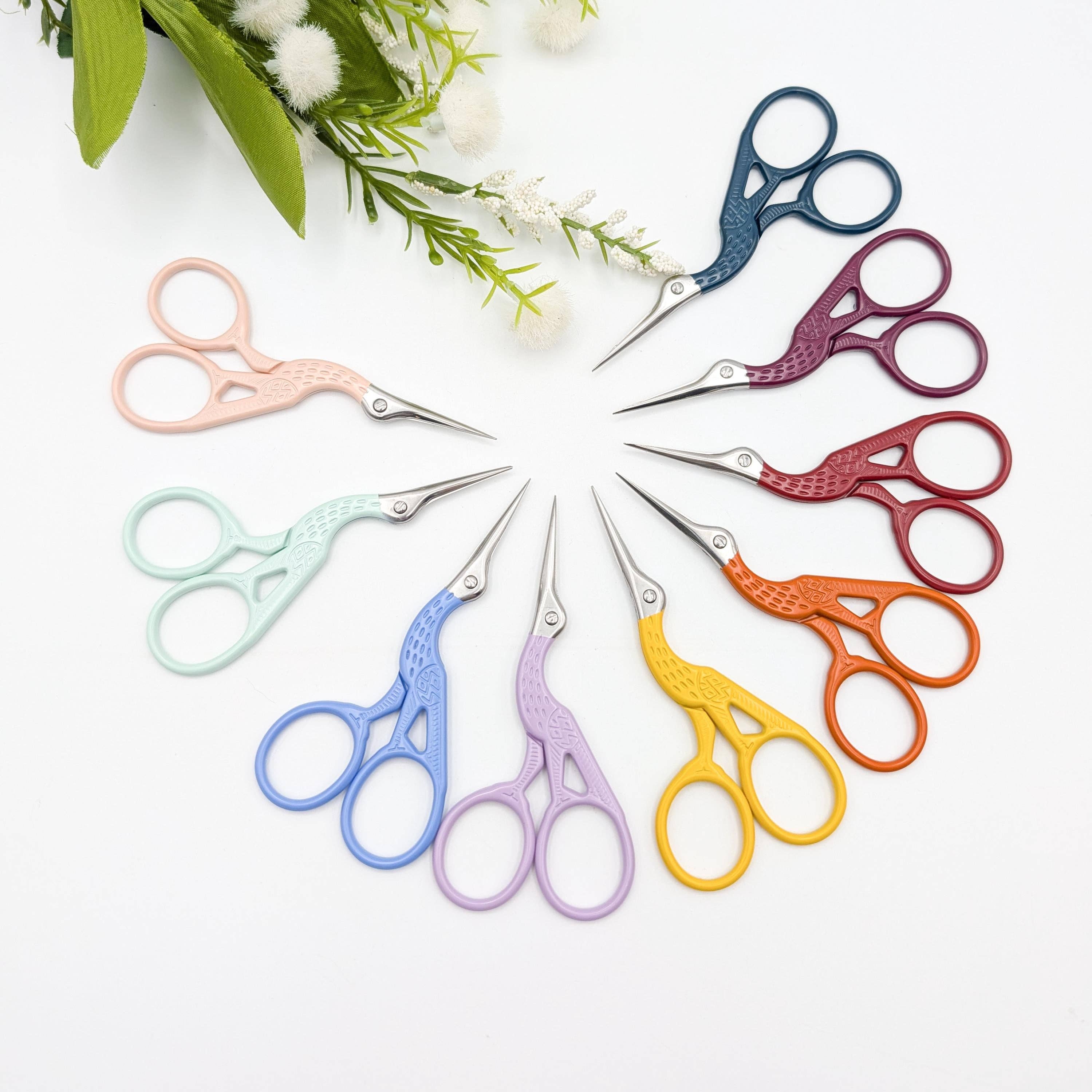 Scissors - Embroidery Colorful Stork